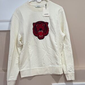 Sandro Off-White Sweater with Red Tiger Design